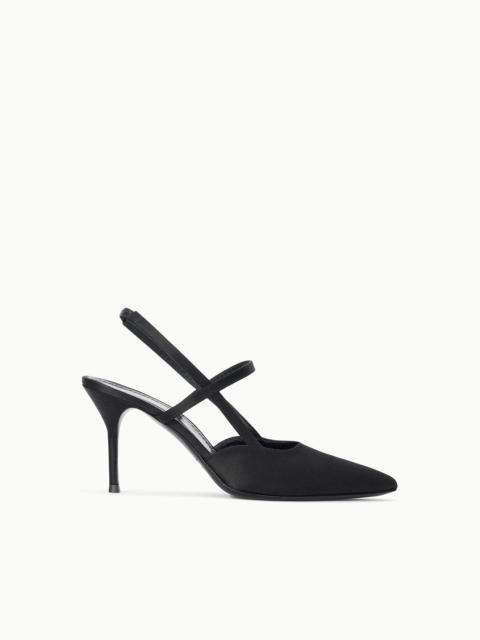 STAUD STAUD SEBASTIAN HIGH HEEL SLINGBACK BLACK SATIN