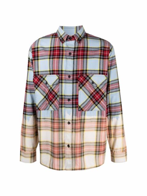 dyed-effect check shirt