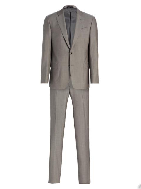 GIORGIO ARMANI Men's Virgin Wool Single-Breasted Suit - Brown