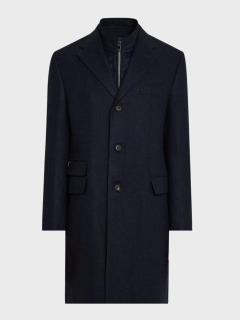 CORNELIANI Men & apos;s Wool Mini Check Vested Overcoat