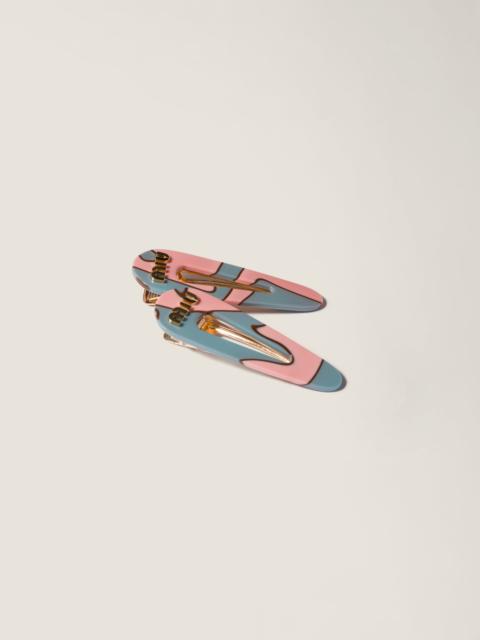 Miu Miu Hair clips with logo