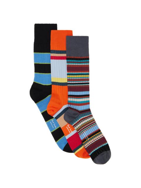 Paul Smith Three-Pack Multicolor Stripe Mix Socks