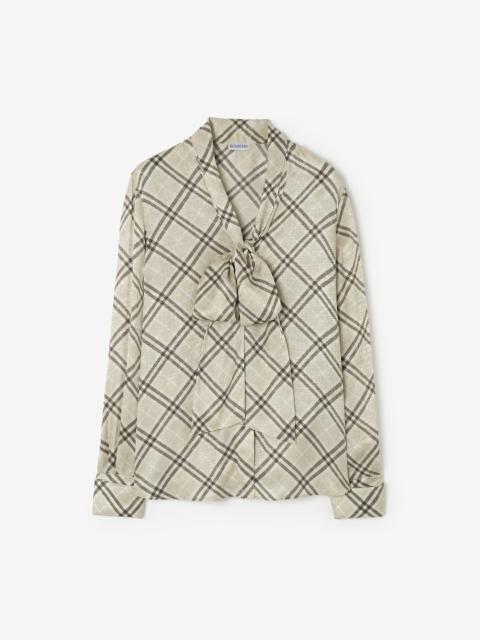Burberry Check Silk Blend Scarf Blouse