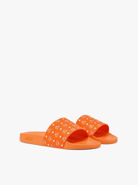 MCM Men’s Monogram Print Rubber Slides