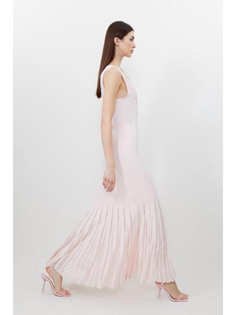 KAREN MILLEN Petite Viscose Blend Sheer Skirt Maxi Knit Dress