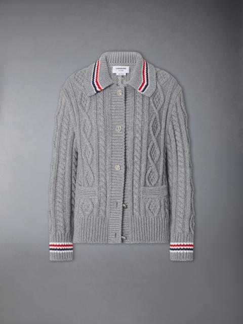 Thom Browne CASHMERE ARAN CABLE CARDIGAN JACKET