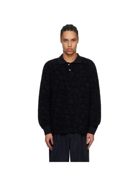 soulland Black Robert Plush Long Sleeve Polo