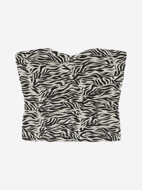 The Kooples GATHERED BUSTIER TOP WITH ZEBRA PRINT