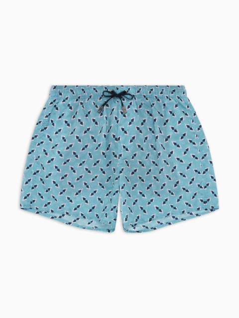 GIORGIO ARMANI Swim trunks with jacquard motif and print