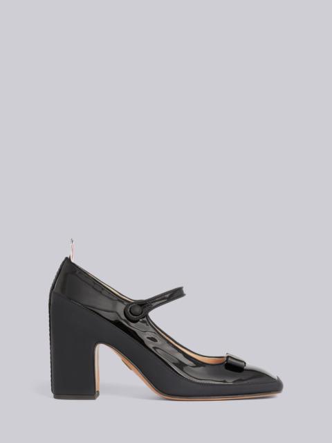 Thom Browne Black Soft Patent Leather 75mm Block Heel Tennis Mary Jane