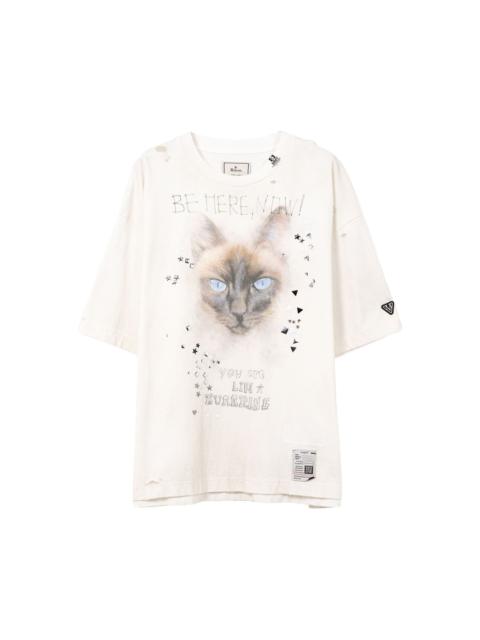 Maison MIHARAYASUHIRO cat-print distressed T-shirt