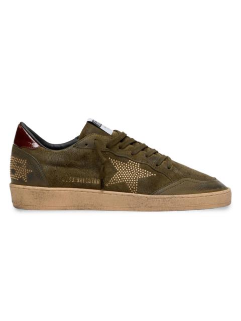 Golden Goose Men's Ballstar Suede Low-Top Sneakers - Olive Night