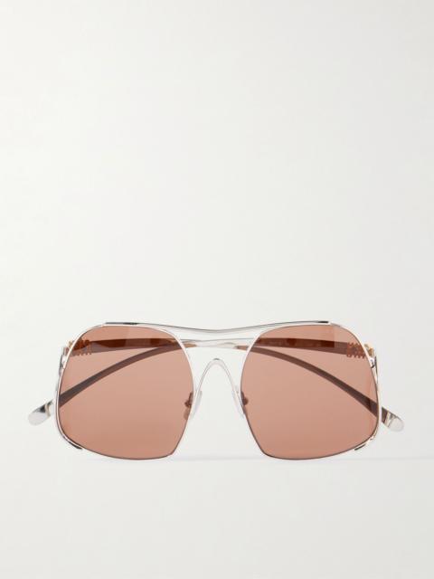 Miu Miu Square-frame silver-tone sunglasses Silver