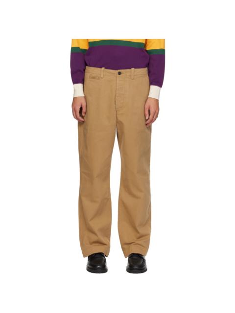Drake's Beige Cotton Officer’s Trousers