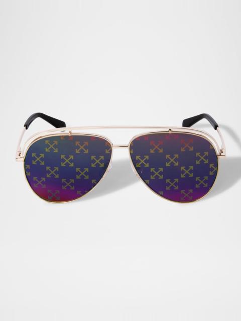 Off-White Men's Winner Arrow-Lens Metal Aviator Sunglasses