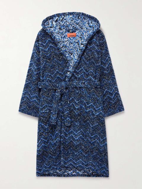 Striped Cotton-Terry Jacquard Hooded Robe