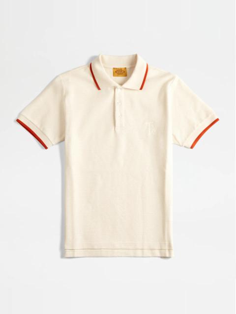 Tod's POLO SHIRT IN JACQUARD COTTON - BEIGE