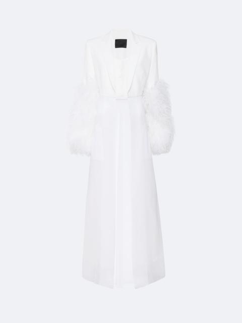 LAPOINTE Matte Crepe Combo Jacket With Feathers