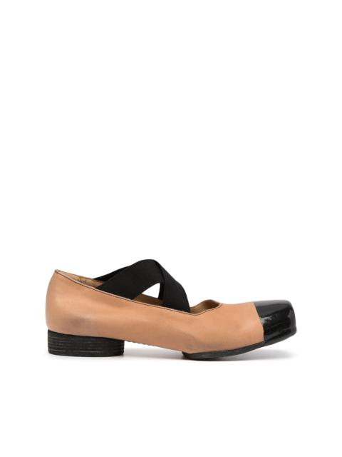 UMA WANG two-tone square-toe ballerinas