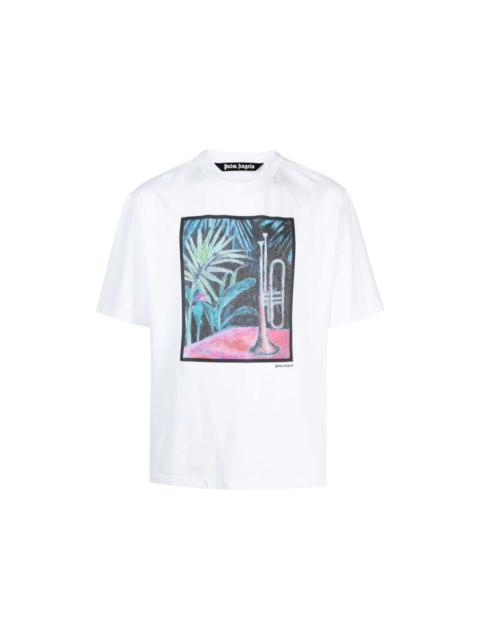 Palm Angels Palm Angels Oil On Canvas Cotton T-shirt White
