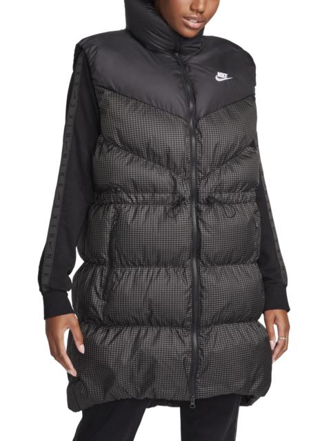 Sportswear Windpuffer Therma-FIT Long Puffer Vest in Black/White