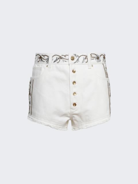 rabanne Embroidered Shorts Off White