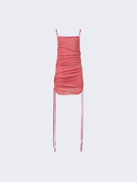 Dion Lee Sheer Multirib Drape Mini Dress Fuchsia