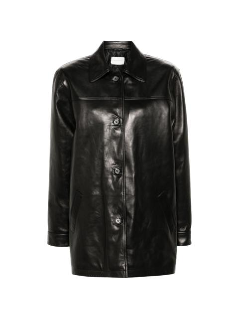 button-up leather jacket