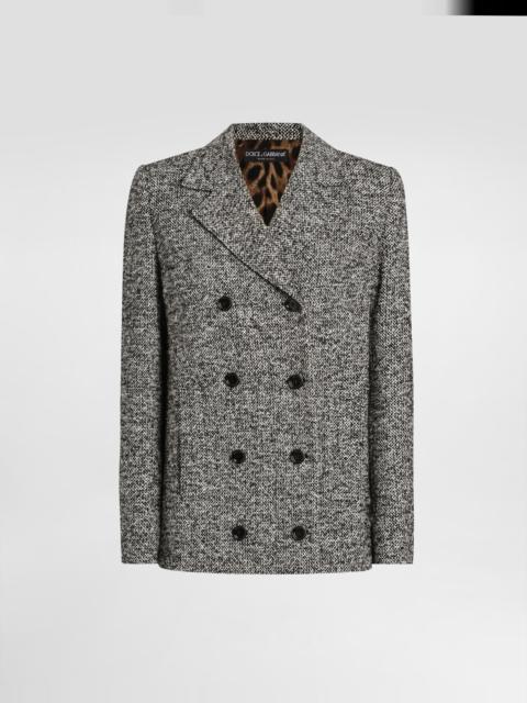 Dolce & Gabbana Short double-breasted coat in dotted wool blend