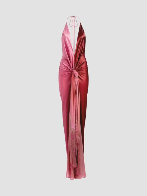 SILVIA TCHERASSI Women's Corsario Two-Tone Knotted Gown - Burgundy Gradient