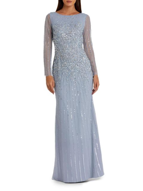 MAC DUGGAL Women's Sequined Fit & Flare Gown - Powder Blue