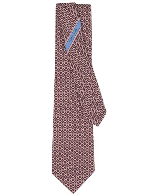 FERRAGAMO silk tie with Gancini print