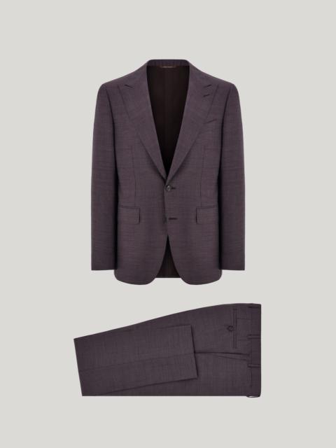 Canali DARK BROWN DENIM-EFFECT WOOL SINGLE-BREASTED MODERN-FIT SUIT
