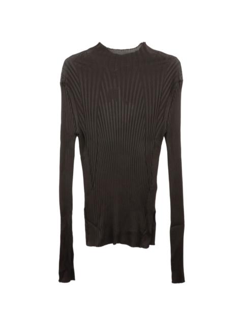 mock-neck ribbed-knit top