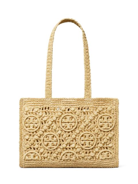 TORY BURCH Women's Small T Monogram Crocheted Tote Bag - Natural
