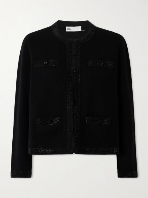 TORY BURCH Kendra Crystal-embellished Wool-blend Cardigan