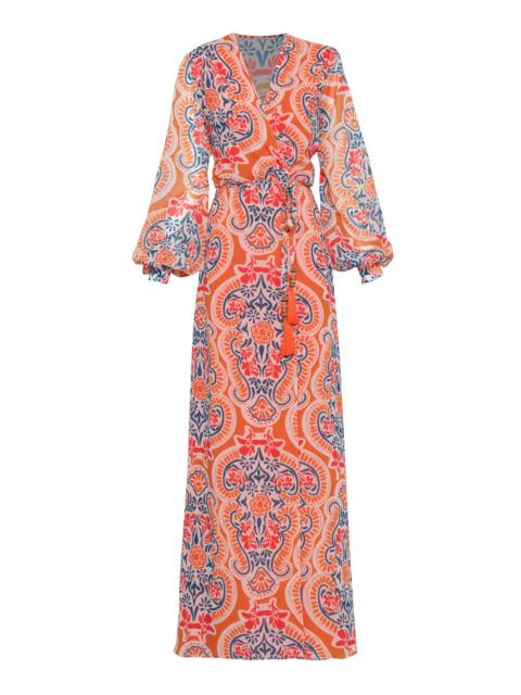 ANDRES OTALORA Carmelina Chiffon Wrap Maxi Dress multi