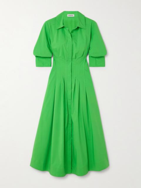SIMKHAI Jazz Pleated Cotton-blend Poplin Midi Shirt Dress