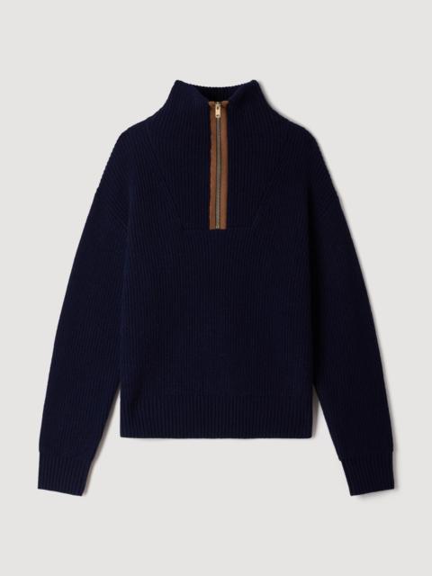Sandro WOOL AND CASHMERE HALF-ZIP JUMPER