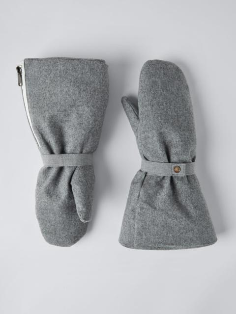 Brunello Cucinelli Bonded wool flannel mittens with precious chain