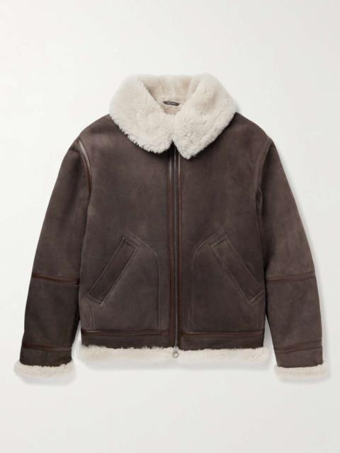 Leather-Trimmed Shearling Jacket