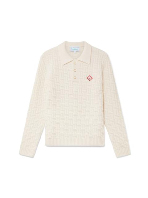 Column Knit Polo Shirt