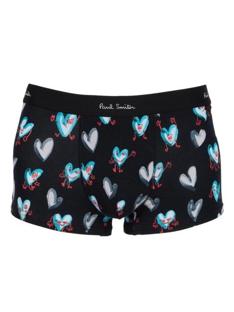Paul Smith Men's Pop Heart Stretch Cotton Trunk Brief - Black