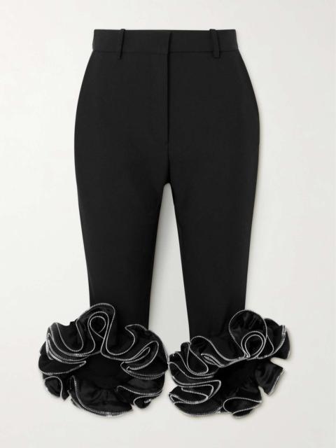 COPERNI Cropped zip-embellished ruffled woven skinny pants