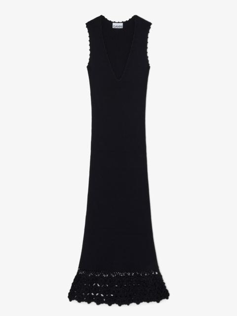 GANNI LONG DRESS IN COTTON CROCHET