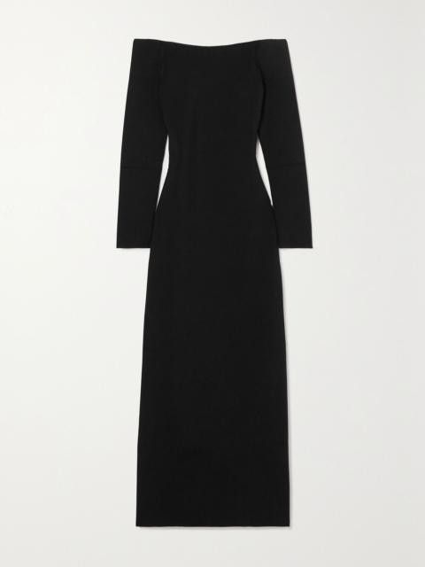 The Row Teresina off-the-shoulder stretch-jersey maxi dress Black