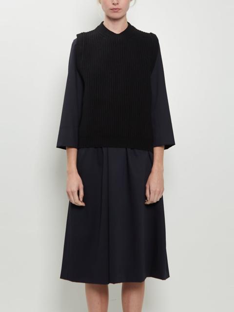 MARGARET HOWELL English Rib Pullover Merino Wool Vest — Black