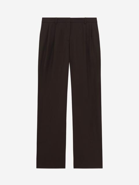 The Kooples BROWN WOOL BLEND WIDE-LEG TAILORED PANTS