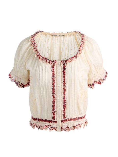 Alice + Olivia MCLAINE PUFF SLEEVE BLOUSE