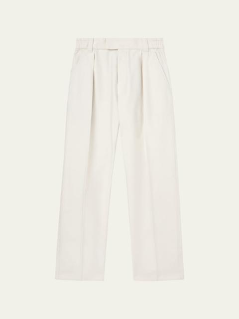 Loro Piana Men's Reinga Organic Cotton Pleated Trousers